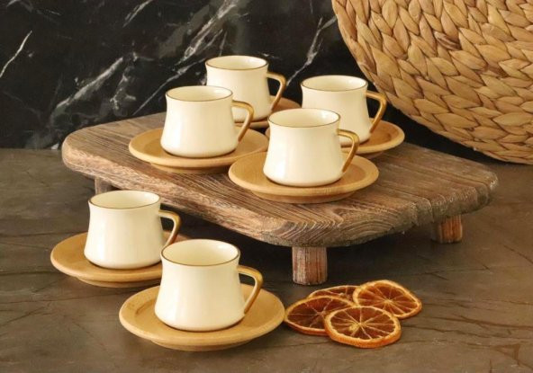 Bambum Rumeli - 6 Kişilik Kahve Fincan Takımı Yaldızlı - 3