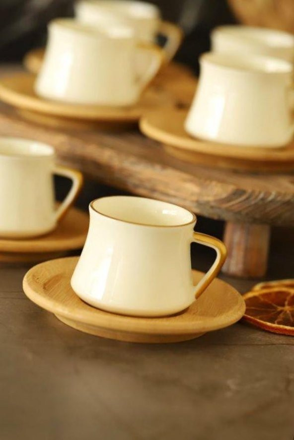 Bambum Rumeli - 6 Kişilik Kahve Fincan Takımı Yaldızlı - 4