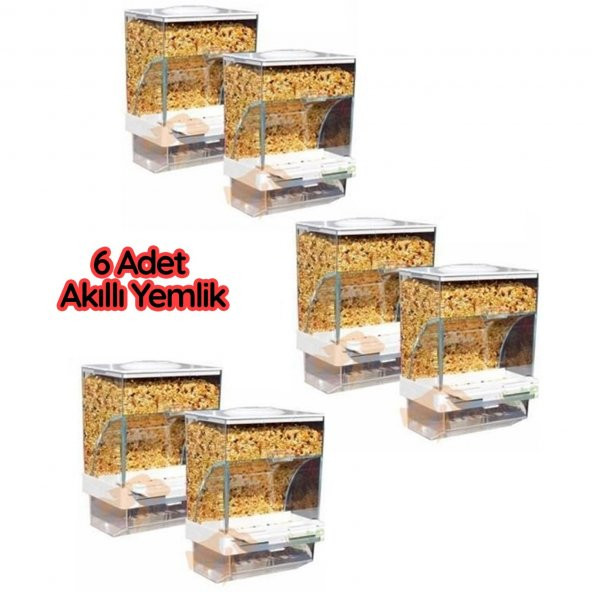 Akıllı Yemlik 6 lı Paket Muhabbet Kuşu Yemlik Kuş Yemliği Karışık Renk (Renk Stok Durumuna Göre ) - 5