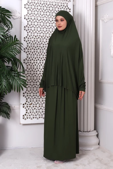 İki Parça Pratik Namaz Elbisesi 8016 Haki - 2