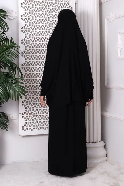 İki Parça Pratik Namaz Elbisesi 8016 Siyah - Resim 6