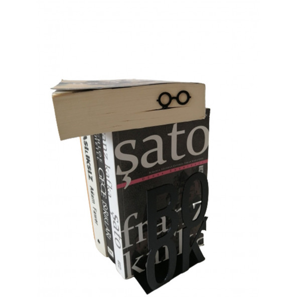 RİSİNGMABER Dekoratif Book Yazı Tasarımlı Kitap Tutucu Desteği Mat Siyah.(KİTAP AYRACI HEDİYELİ)