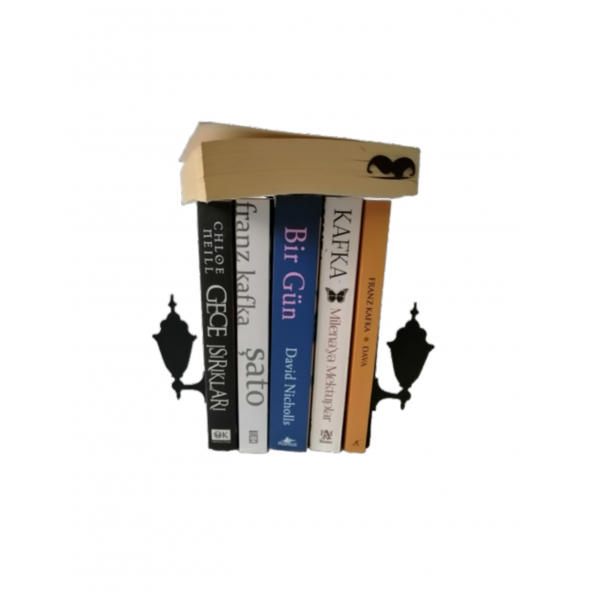 Dekoratif Siyah Sokak Lambası Tasarımlı Metal Kitap Tutucu Desteği Ev Ofis Aksesuarı (2li Set) - 4