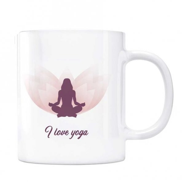 I Love Yoga Kupa Bardak - Lotus Çiçekli