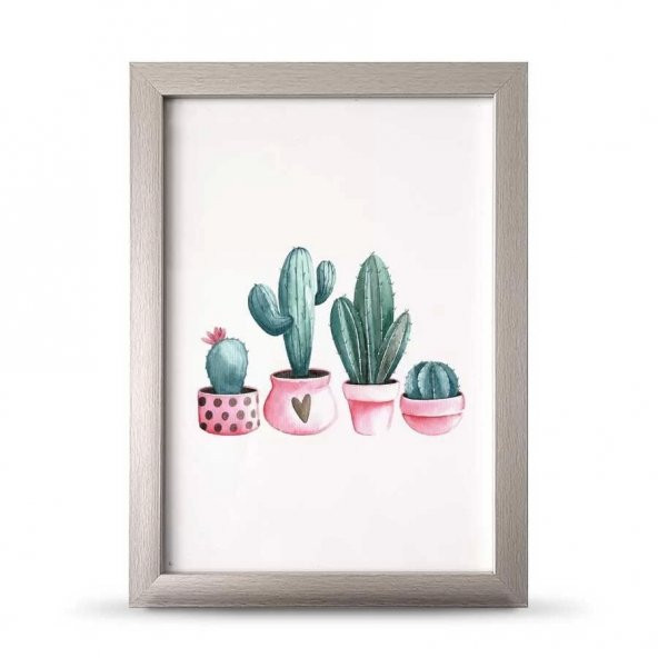 Kaktüs Kalp Poster Çerçeve - 21x30 cm A4 Boy - 2
