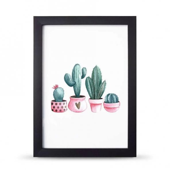 Kaktüs Kalp Poster Çerçeve - 21x30 cm A4 Boy - 3