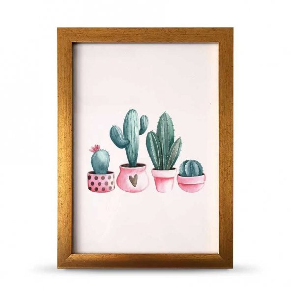 Kaktüs Kalp Poster Çerçeve - 21x30 cm A4 Boy - 5