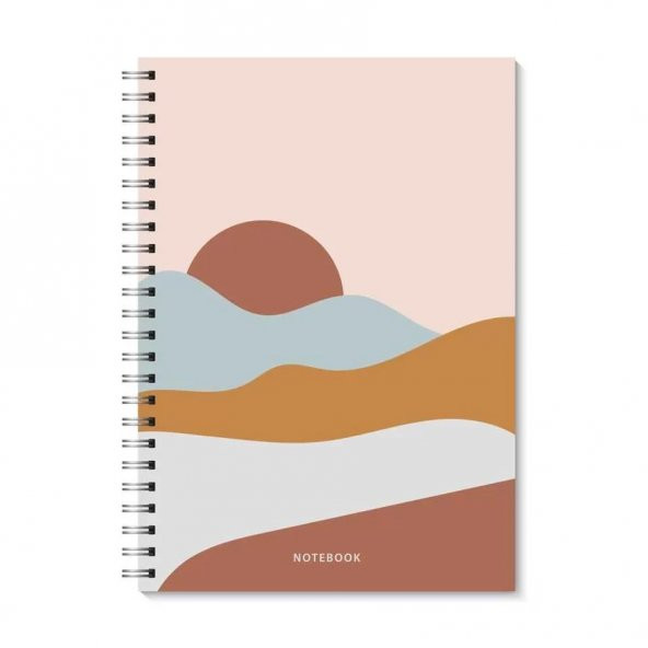 Soyut Boho Manzara Spiralli Üçlü A5 Defter - 2