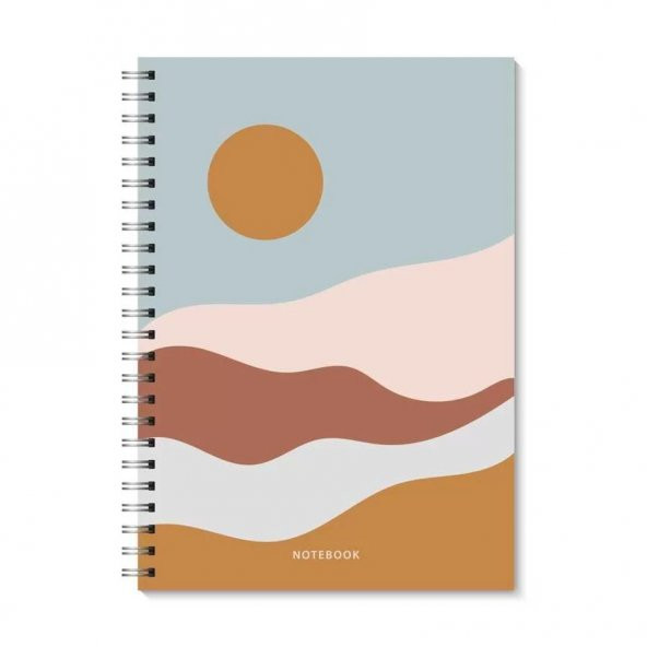 Soyut Boho Manzara Spiralli Üçlü A5 Defter - 3