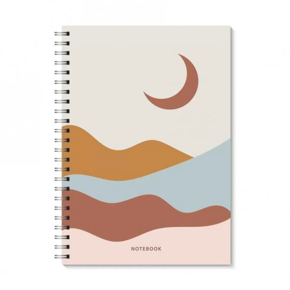 Soyut Boho Manzara Spiralli Üçlü A5 Defter - 4