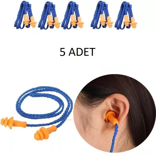 Kulak Tıkacı 5 Adet Yüzme Sporları Su Geçirmez Slikon Kulak Tıkaç