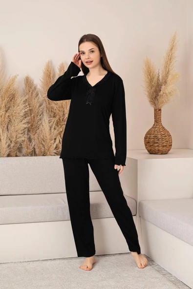 Nisanca Uzun Kollu Bambu Anne Pijama Takımı- Genç Anne Serisi - 4