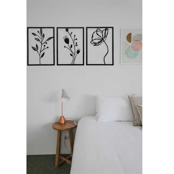 MABER Metal Dekoratif Gelincik Çiçeği Metal Duvar Tablosu 32x45 X 3 Adet MT-15 3lü Çiçek Tablosu - 3