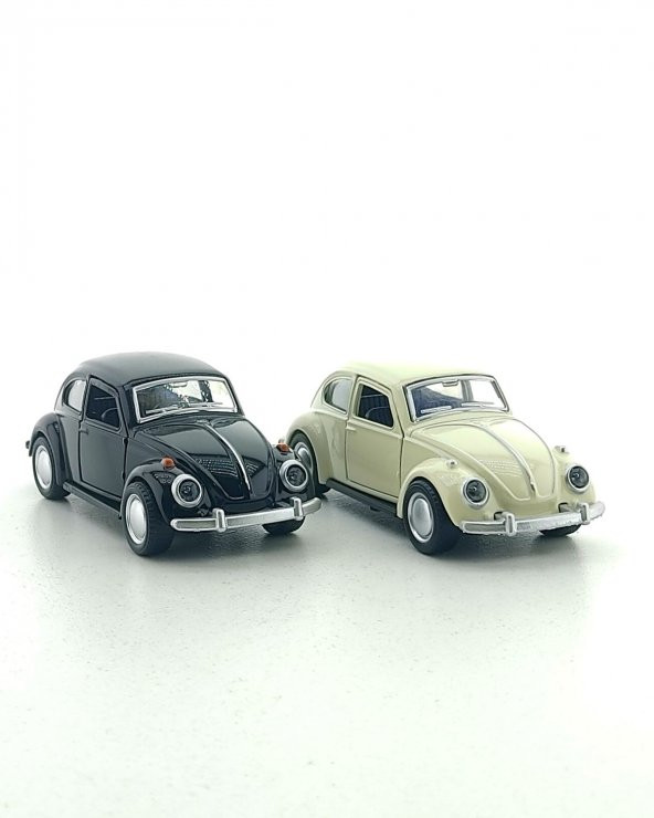 2 Adet Siyah & Beyaz Metal Vosvos Araba Dıe Cast Büyük Boy 12cm