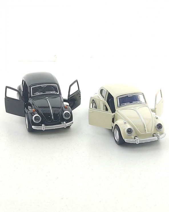 2 Adet Siyah & Beyaz Metal Vosvos Araba Dıe Cast Büyük Boy 12cm - 5