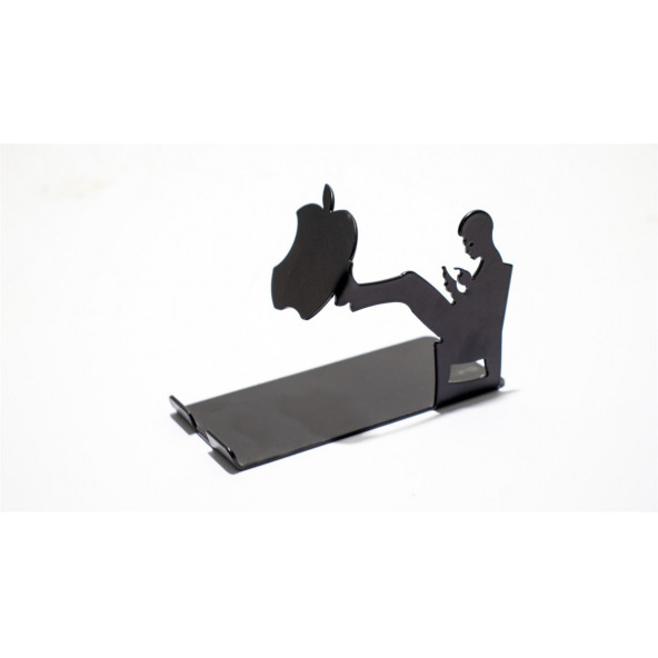 RİSİNGMABER Metal Mat Siyah Dekoratif Oturan Adam Telefon Tutacağı - 3