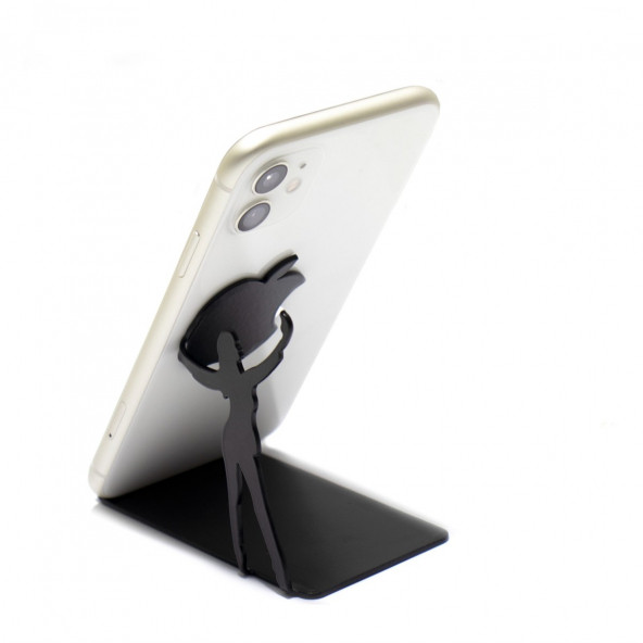 RİSİNGMABER Metal Mat Siyah Dekoratif Kadın Telefon Tutacağı - 2