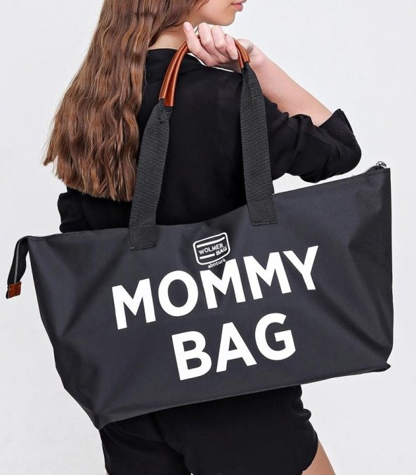 Siyah Mommy Bag Anne Bebek Bakım Çantası Geniş Hacimli Sağlam Omuz Askılı  Günlük Bayan Çantası