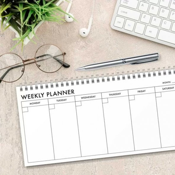 Haftalık Planlama Spiralli Not Defteri Simple Weekly Planner
