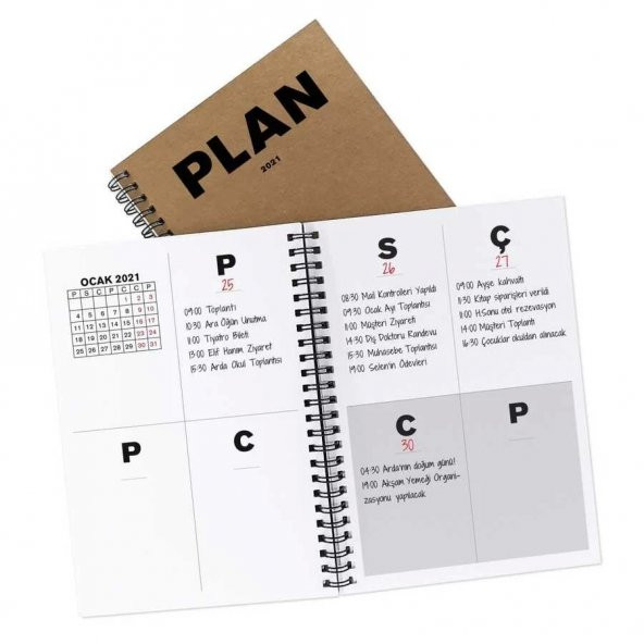 Tarihli Ajanda - Haftalık Planlayıcı (Sümen) - A5 Boy Kraft Kapak - 2