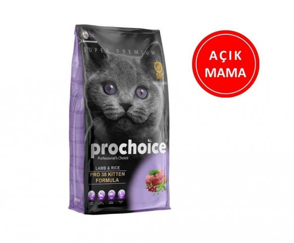 ProChoice Pro 38 Kitten Kuzu Etli Yavru Kedi Maması 1 Kg AÇIK