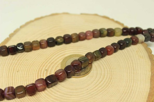 Akik Taşı Küp Şekilli 7-8mm Aralığı Dizi (24240) - 2