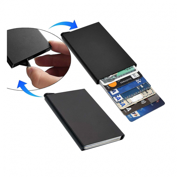 Minimalist Secrid Otomatik Mekanizmalı Alüminyum Kredi Kartlık RFID Koruma - 4