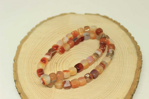 Akik Taşı Küp Şekilli 7-8mm Aralığı/5 Adet (24245-1) - Resim 2