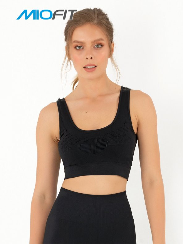 Çapraz Askı Detaylı Destekli Seamless Spor Sütyeni - 5