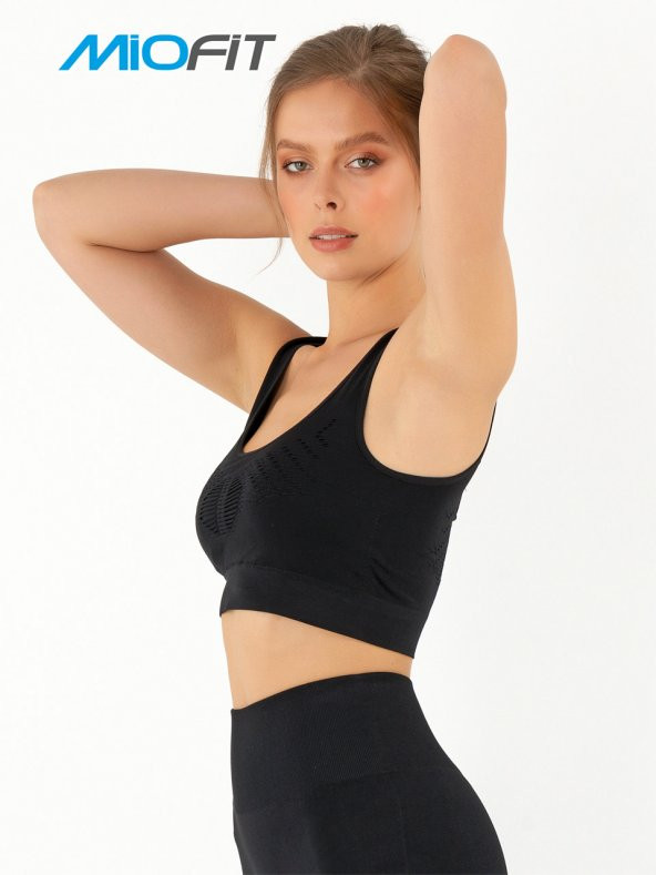 Çapraz Askı Detaylı Destekli Seamless Spor Sütyeni - 3