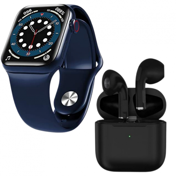 Pro 5 Siyah Bluetooth Kulaklık HW12 Full Ekran Smartwatch Mavi Akıllı Saat ürün görseli