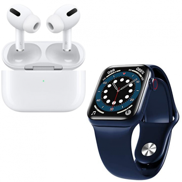 HW12 Full Ekran Smartwatch Mavi Akıllı Saat Airpods Pro Anc Özellikli Kablosuz Bluetooth Kulaklık ürün görseli