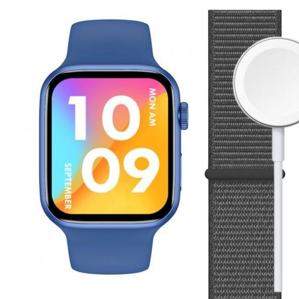 GW67 Plus Series 7 Çift Kordon Modern Titreşim Özelikli Akıllı Saat Mavi ürün görseli