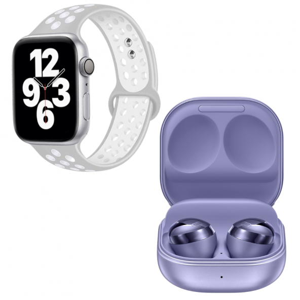 Watch 7 Nike 44 Gümüş Akıllı Saat Galaxy Buds Pro Mor Kablosuz Bluetooth Kulaklık