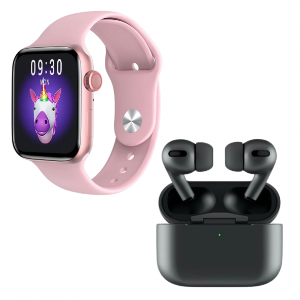 HW22 Plus Pembe Akıllı Saat Black Airpods Pro Kablosuz Bluetooth Kulaklık