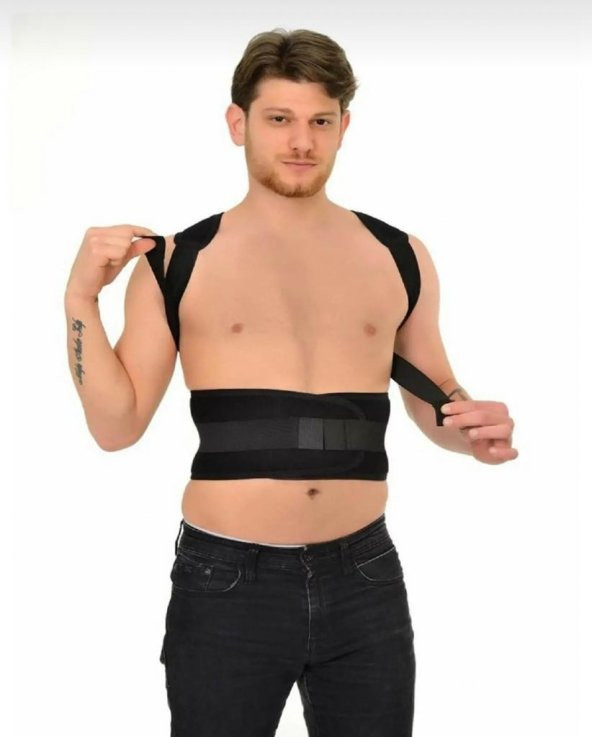 Unisex Siyah Dik Duruş Medikal Korsesi - Resim 2