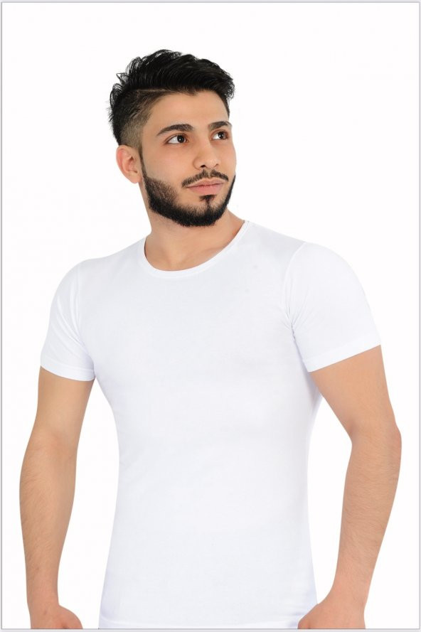 Likralı Bisiklet Yaka Yarım Kol Atlet 6lı Paket