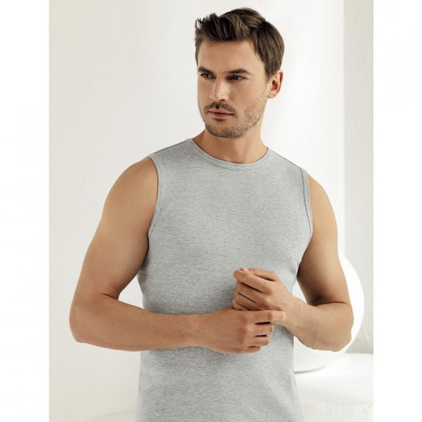 Likralı Bisiklet Yaka Sıfır Kol Atlet 6lı Paket - Resim 2