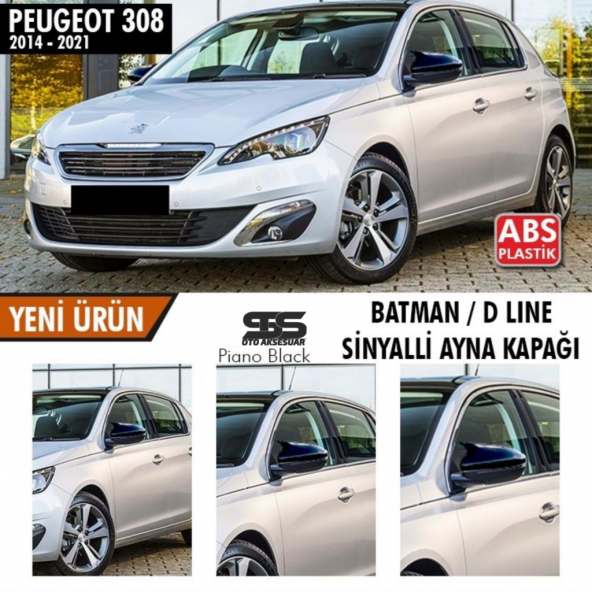 Peugeot 308 Batman Yarasa Ayna Kapağı Piano Black / 2014 - 2021 - 7