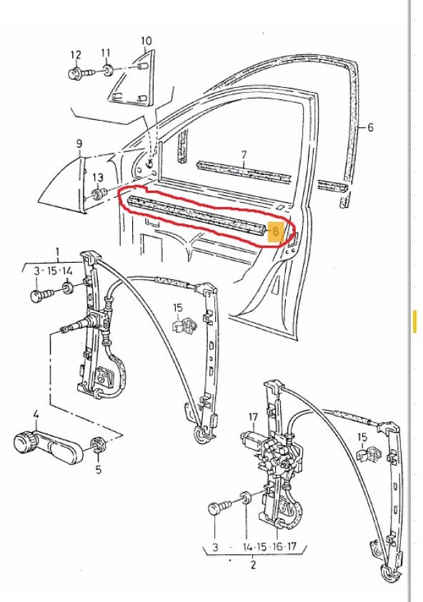 POLO CLASSİC CADDY ÖN KAPI CAM FİTİ ÖN SOL İÇ -OEM-