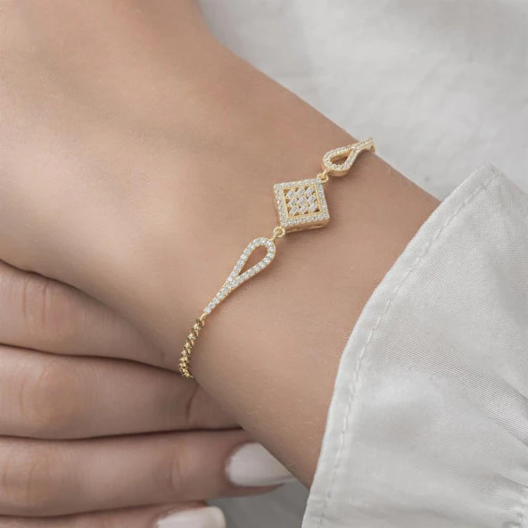 Zirkon Süslemeli Baget Taşlı 925 Gümüş Kadın Bileklik - 4