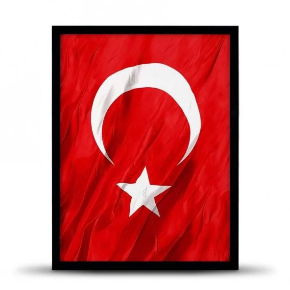 Türk Bayrağı - 30x40 Büyük Boy Siyah Renk Çerçeve
