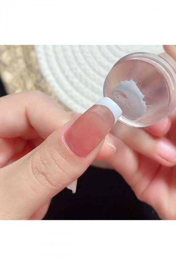 Kolay Tırnak Süsleme French Mührü Transfer Silikon Damga ve Bote French Set - 3