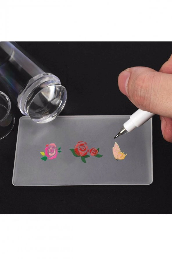 Kolay Tırnak Süsleme French Mührü Transfer Silikon Damga ve Bote French Set - 5