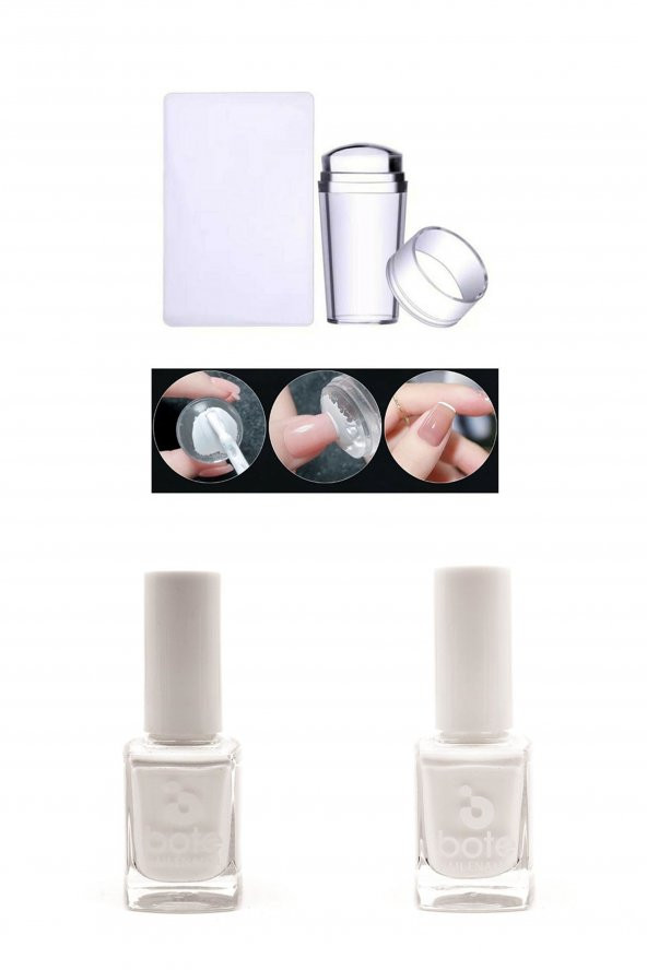 Kolay Tırnak Süsleme French Mührü Transfer Silikon Damga ve Bote French Set - 2