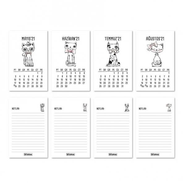 Haftalık Planlayıcı Masa Takvimi - Kediler - 3