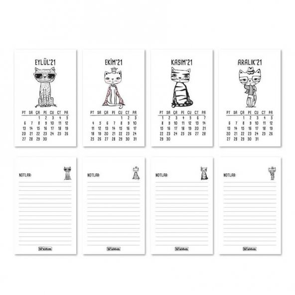 Haftalık Planlayıcı Masa Takvimi - Kediler - 4