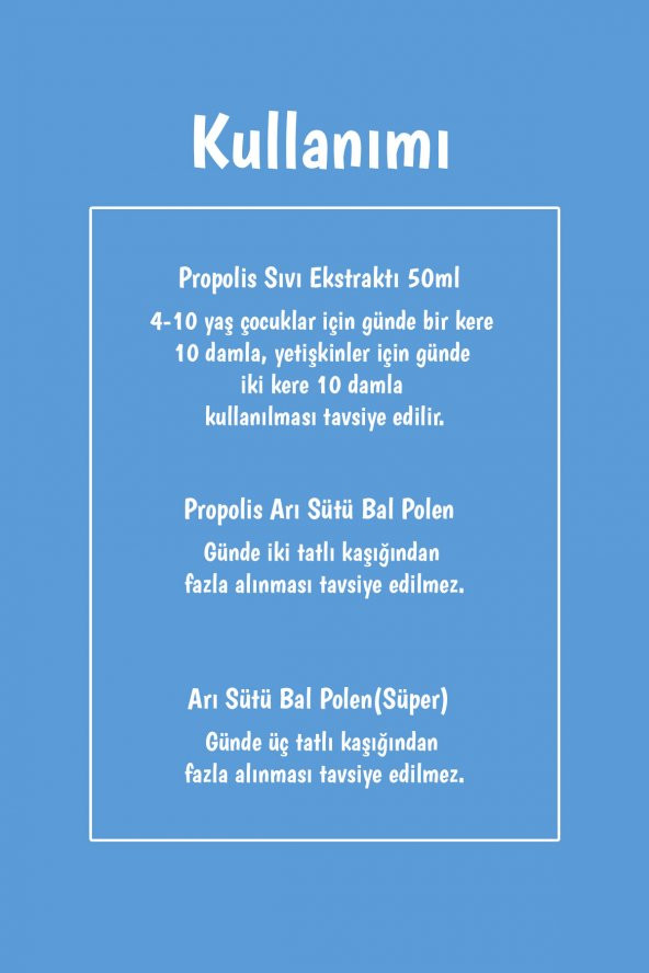 Ultra Takviye Edici Paket  Propolis Sıvı - Arı Sütü - Propolis Arı Sütü Bal Polen