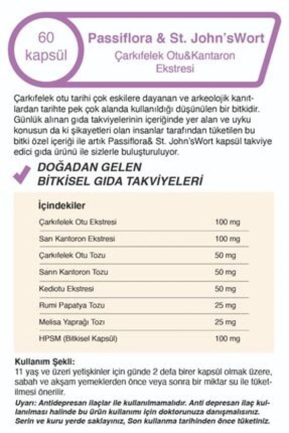 İyi Geceler Çayı ve Passiflora Çarkıfelek Otu Ve Kantaron Ekstreli Kapsül - 6