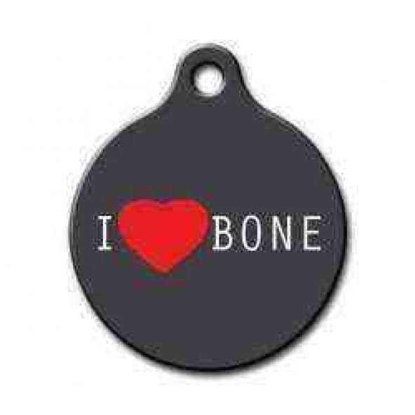 I Love Bone Desenli Yuvarlak Kedi Köpek Künyesi